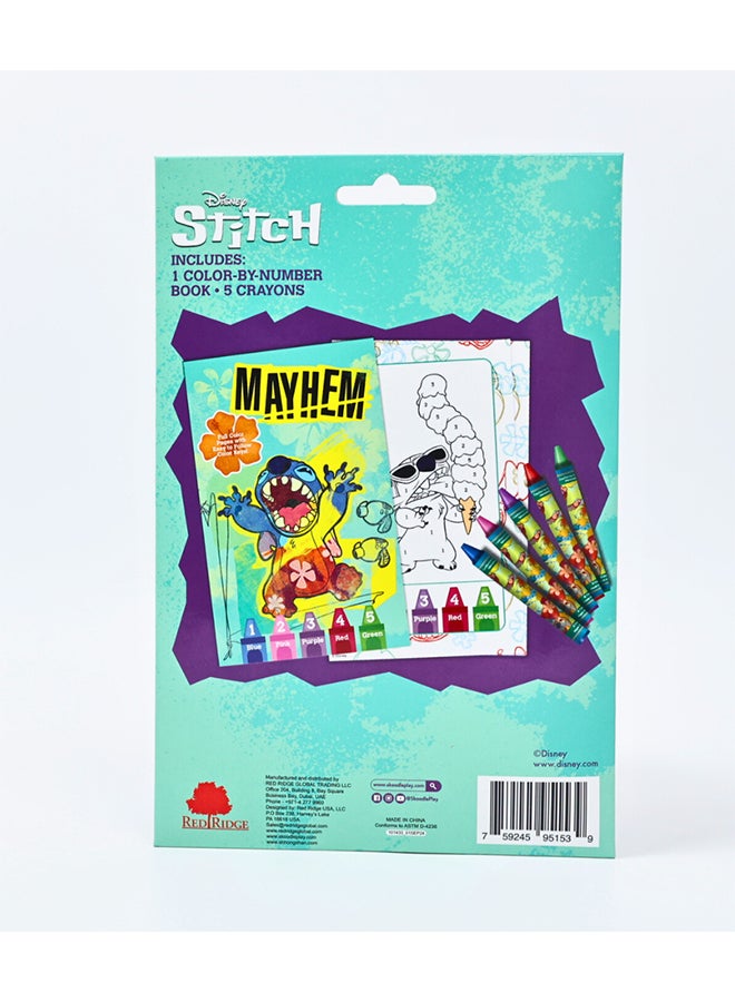 Disney Stitch Color by Number | 1 Book & 5 Crayons | Easy to Follow Color Key | Age 3+ - Image 2
