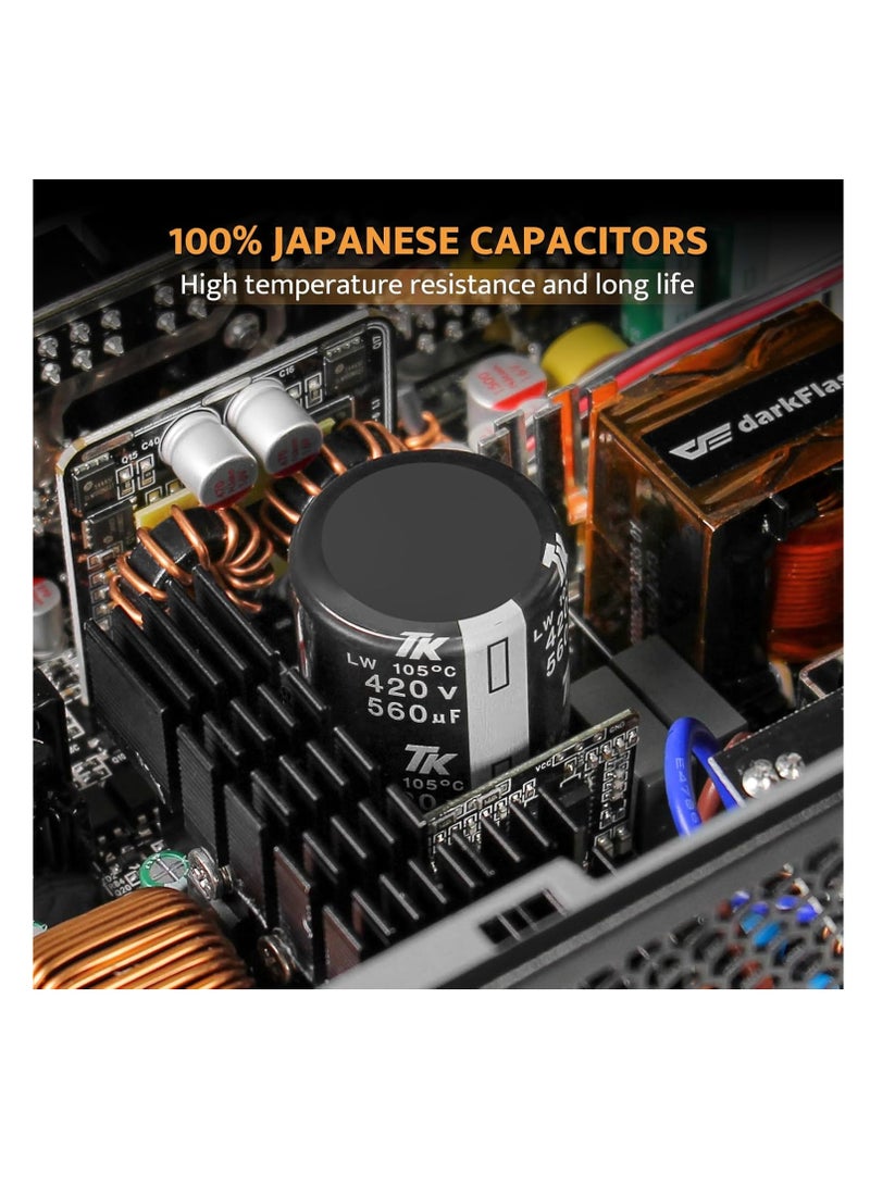 darkFlash PMT850 Fully Modular Power Supply ATX 3.1& PCIe 5.1 Ready, 12VHPWR Cable Included, 100% Japanese 105°C Capacitors, 80 Plus Gold Gaming PSU, Compact 150mm Size, 5 Year Warranty(White) - Image 3