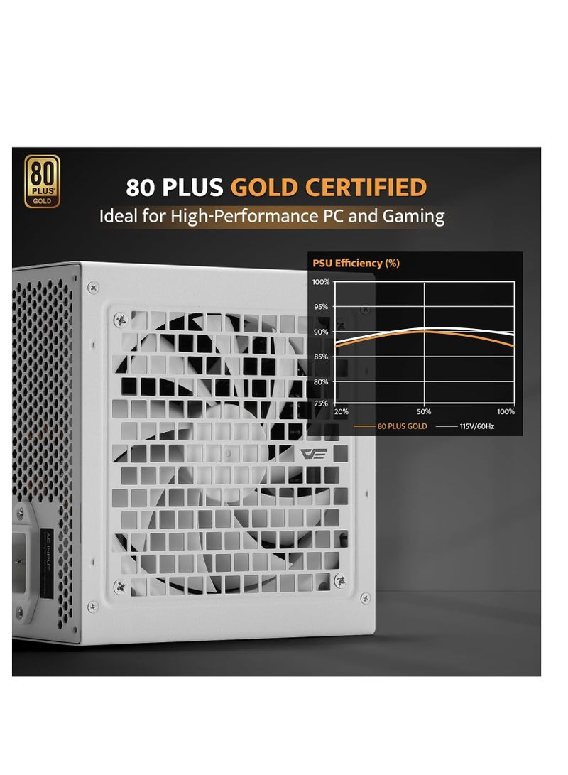 darkFlash PMT850 Fully Modular Power Supply ATX 3.1& PCIe 5.1 Ready, 12VHPWR Cable Included, 100% Japanese 105°C Capacitors, 80 Plus Gold Gaming PSU, Compact 150mm Size, 5 Year Warranty(White) - Image 4