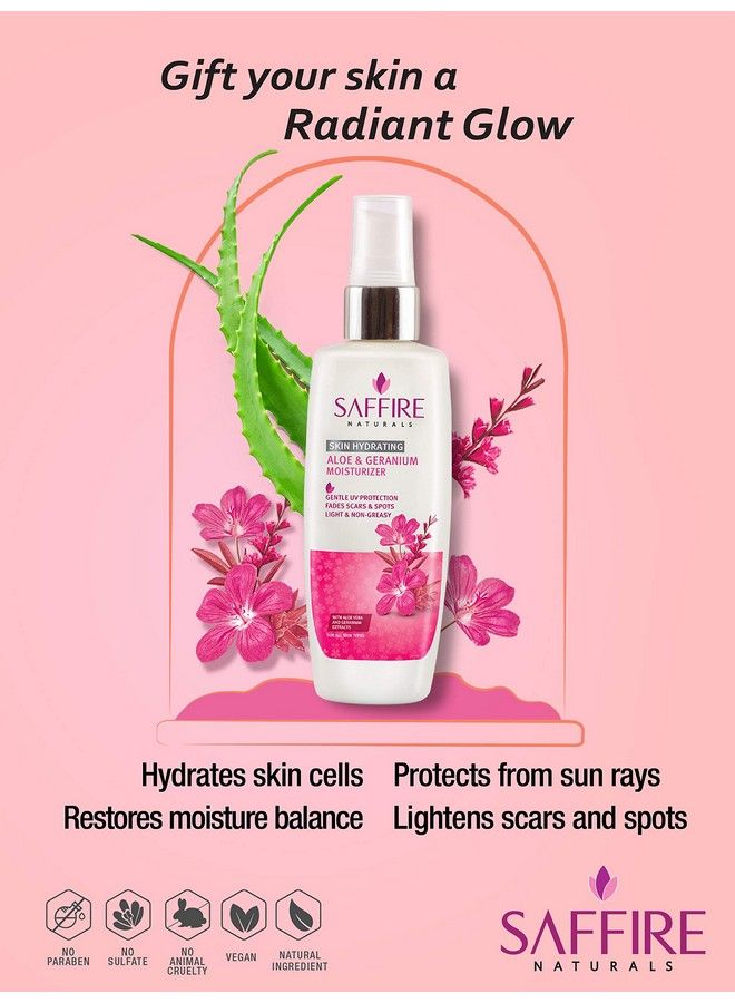 SAFFIRE Naturals Aloe Geranium Skin Hydrating Moisturiser ; For All Skin Types ; Paraben Free ; Sulphate Free ; 100 Ml - Image 3