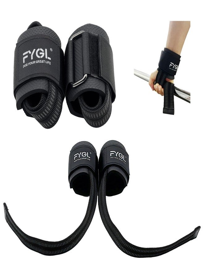 FYGL Weight-Lifting-Straps - Neoprene Padded Wrist Support with Nylon Dura Grip, Wrist Wraps for Weightlifting, Powerlifting, Deadlift & Strength Training, Black - Image 1
