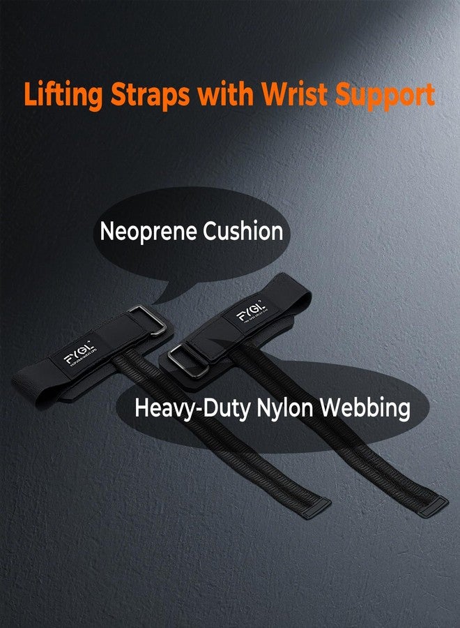 FYGL Weight-Lifting-Straps - Neoprene Padded Wrist Support with Nylon Dura Grip, Wrist Wraps for Weightlifting, Powerlifting, Deadlift & Strength Training, Black - Image 2