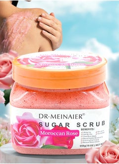 DR.MEINAIER 650G Moroccan Rose Sugar Scrub 100% Natural Vitamin Enriched Exfoliating Bath Scrub Nourishing Hydrating Slimming Whitening Anti Wrinkle Anti Acne Moisturizing Firming Body Scrub  - Image 1