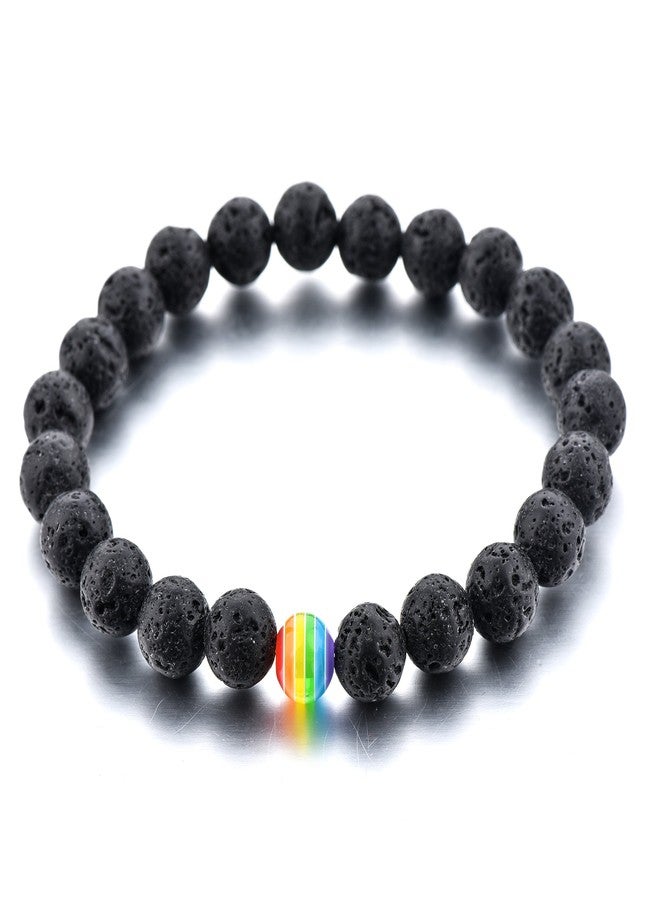 ZaneGear LGBT Relationship Bracelet | 2 Pieces | White Howlite, Black Lava Rock, Rainbow Resin | Oil Diffuser Beads | Gay Couples Strong Cord | Handmade | Love is Colorful - Image 3