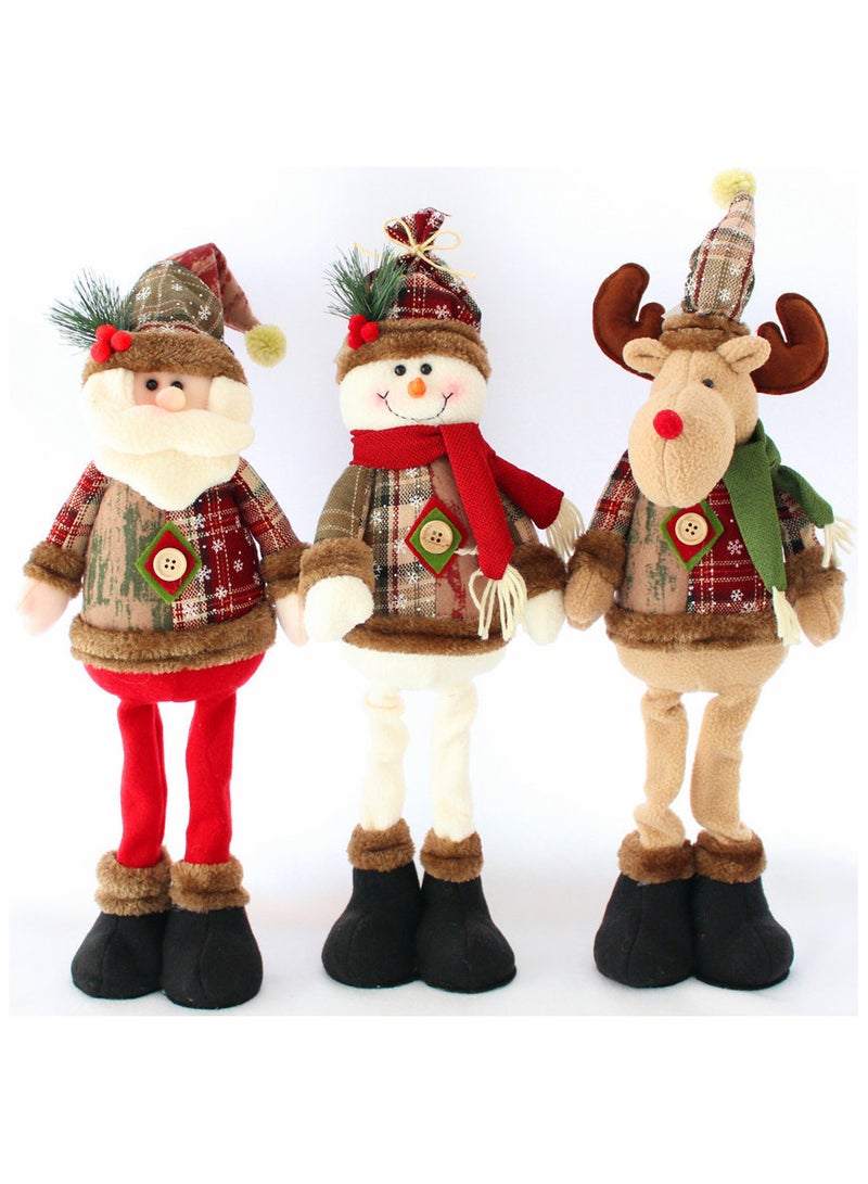 AUTOYSUR Christmas Decoration Standing Plush Ornaments, Xmas Snowman Santa Claus Reindeer Plush Dolls, Christmas Long Leg Table Ornament for Christmas Tree Home Indoor Gifts (3pack) - Image 1