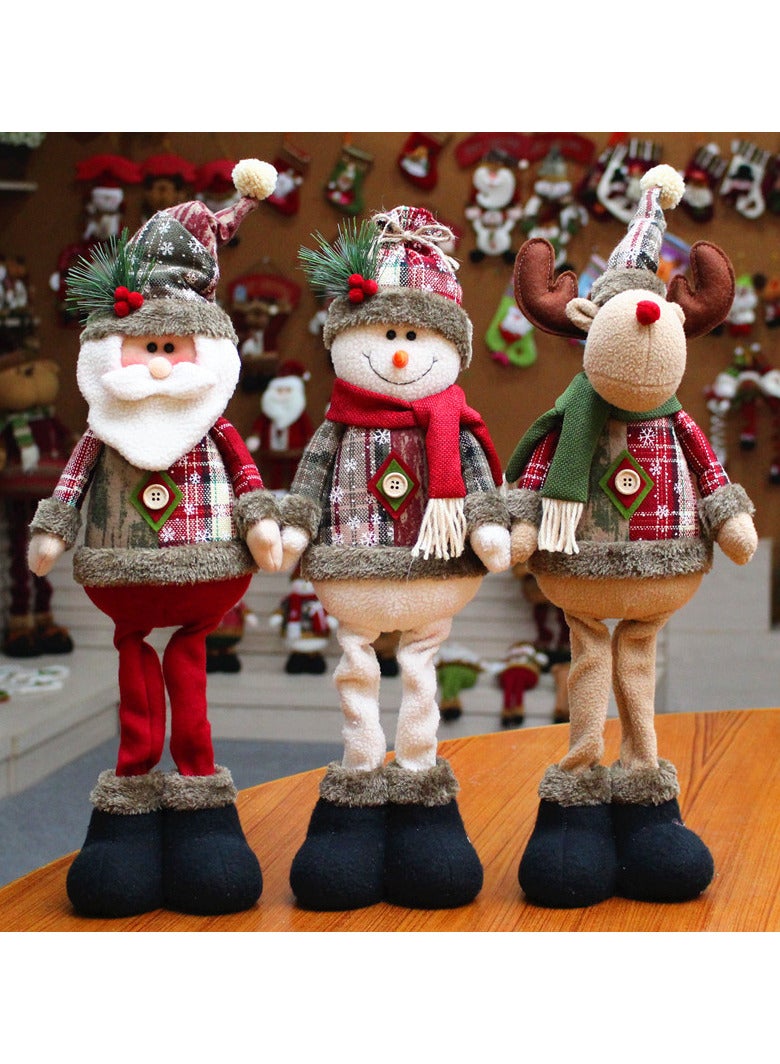 AUTOYSUR Christmas Decoration Standing Plush Ornaments, Xmas Snowman Santa Claus Reindeer Plush Dolls, Christmas Long Leg Table Ornament for Christmas Tree Home Indoor Gifts (3pack) - Image 2