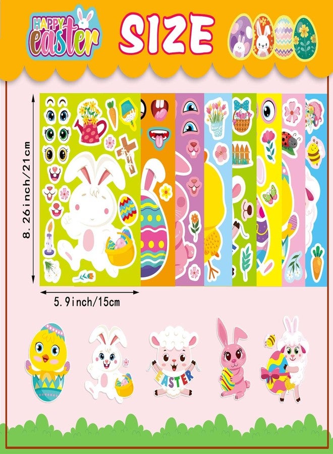 DUJAA 40PCS Easter Basket Stuffers for Kids Toddlers, Make-a-face Stickers, Make Your Own Animal, Easter Eggs Bunny Chick Farm Animal Lamb Face Stickers Party Favor Supplies - Image 3