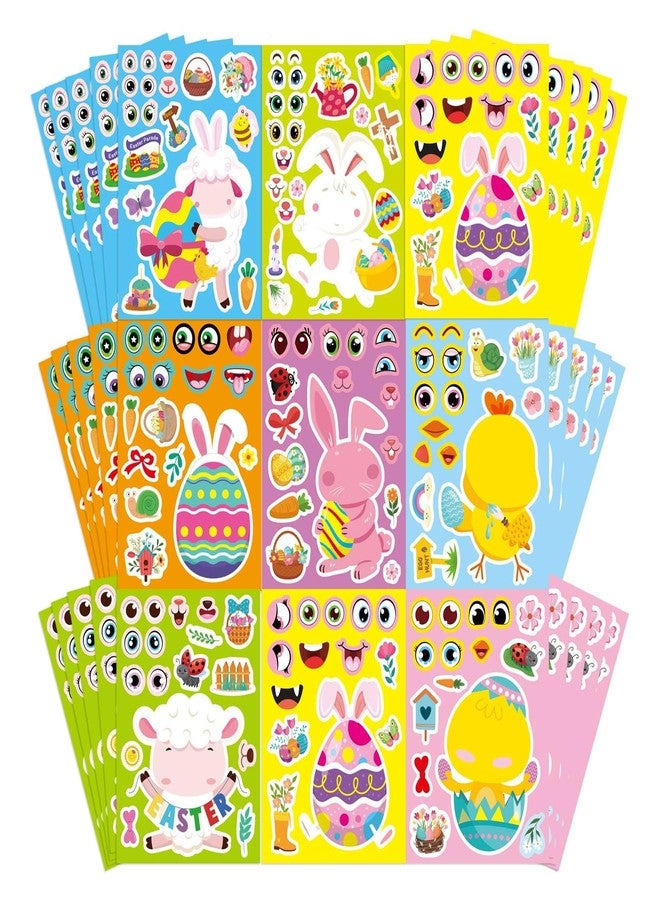 DUJAA 40PCS Easter Basket Stuffers for Kids Toddlers, Make-a-face Stickers, Make Your Own Animal, Easter Eggs Bunny Chick Farm Animal Lamb Face Stickers Party Favor Supplies - Image 1