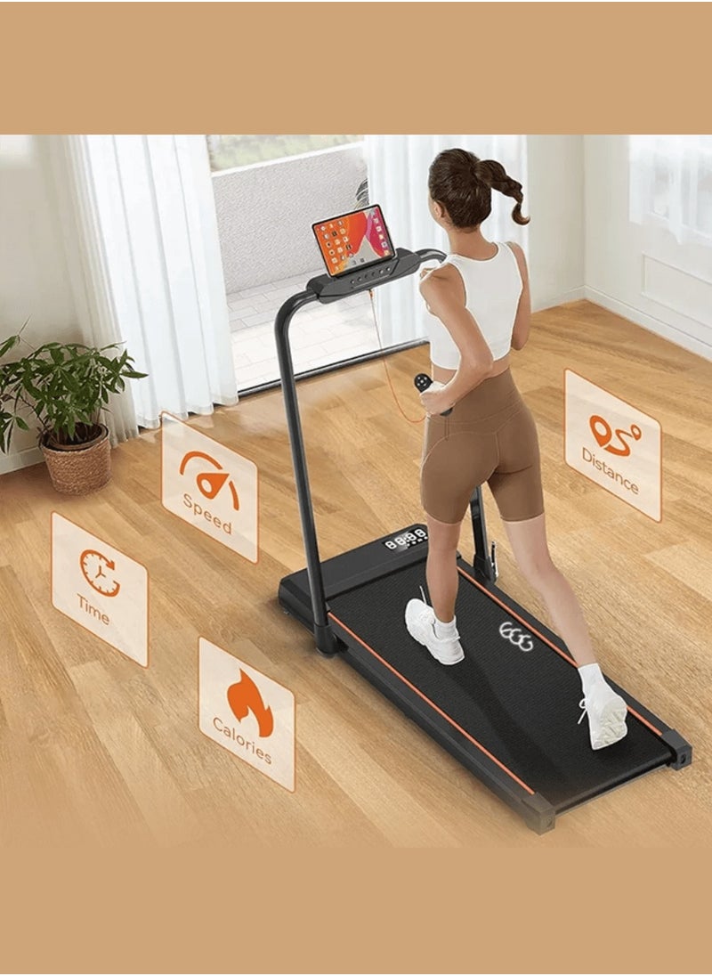 إج - جهاز جري كهربائي احترافي 1.75 حصان قابل للطي 2 في 1 يتحمل 100 كيلو مع ميل يدوي مستويين وريموت كنترول مجهز بحامل آيباد وعجلات للحركة السهلة للاستخدام المنزلي واللياقة البدنية - Image 1