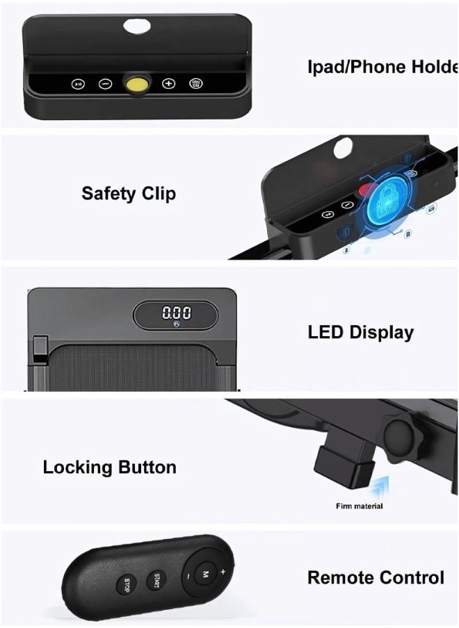 Egg Universal Treadmill 100kg Capacity 1.75HP 2-in-1 Foldable 2-Level Manual Incline with Remote Control, Equipped with iPad Holder and Wheels for Easy Mobility  - Image 3