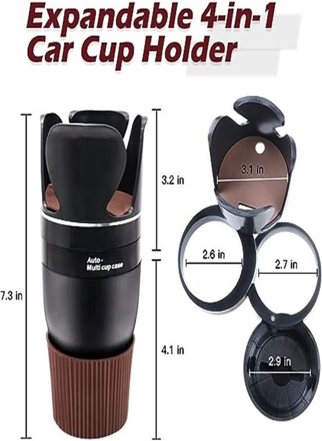 Goolsky - Goolsky Car Cup Holder, 4 in 1 Multifunctional Cup Drink Holder Expander for Car with Base, 360° Rotating Adjustable Automotive Car Cup Holder Insert Compatible with 2.5''-3.1'' for Most Bottles, Blac - Image 1