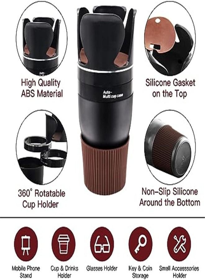Goolsky - Goolsky Car Cup Holder, 4 in 1 Multifunctional Cup Drink Holder Expander for Car with Base, 360° Rotating Adjustable Automotive Car Cup Holder Insert Compatible with 2.5''-3.1'' for Most Bottles, Blac - Image 1