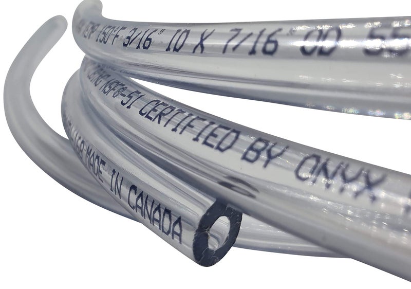 UbrewUsa 3/16" ID (5 mm) 7/16" OD (11 mm) Food Safe Certified (NSF 51) Vinyl PVC tubing Multipurpose Food Grade Beer Brewing Line Clear Tubing, Kegerator, Wine Making, Aquaponics, Air Hose (10 Feet) - Image 1
