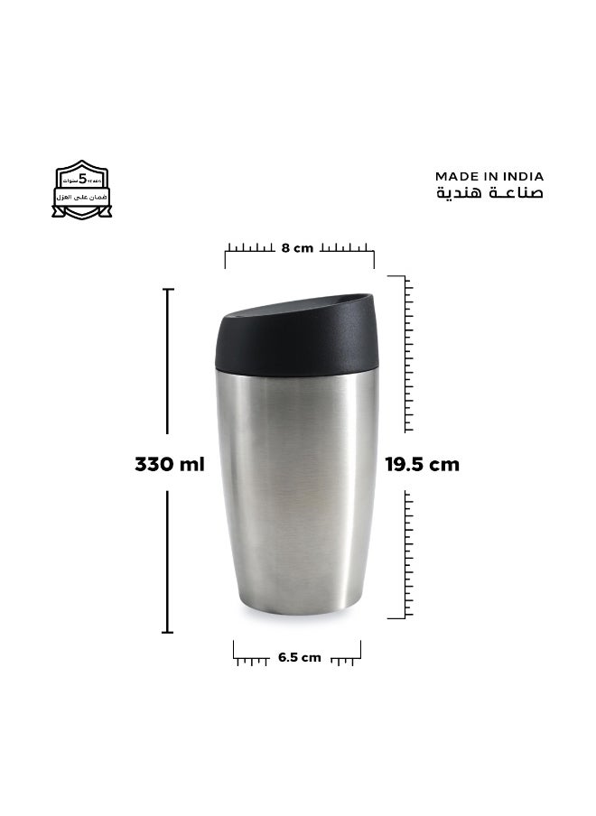 Atlasware A cup (mug) suitable for all drinks, with a capacity of 300ml. It keeps cold for 12 hours and hot for 6 hours, Silver  - Image 2