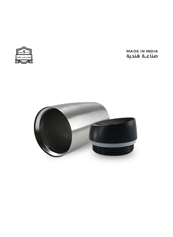 Atlasware A cup (mug) suitable for all drinks, with a capacity of 300ml. It keeps cold for 12 hours and hot for 6 hours, Silver  - Image 3