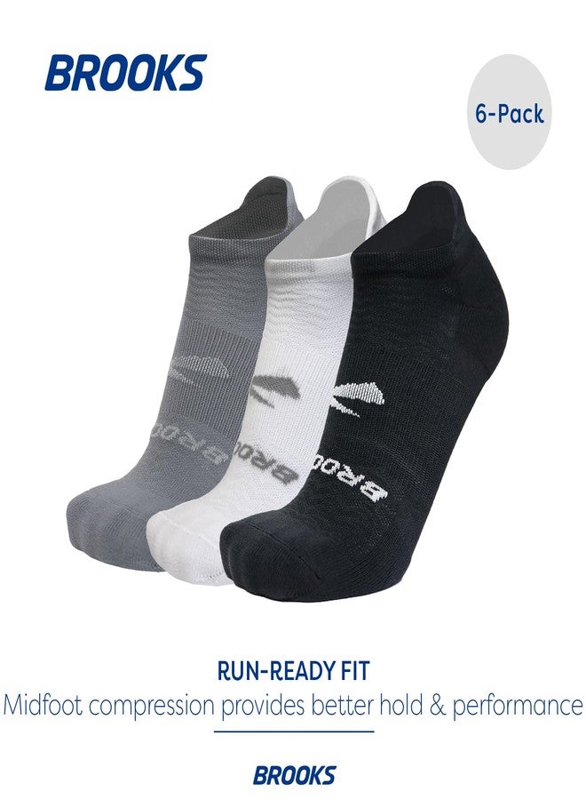 Brooks Run-In No Show Socks I Comfort Fit, Unisex, Performance Running Socks (6-Pack Set) - Asphalt/White/Black - S - Image 5