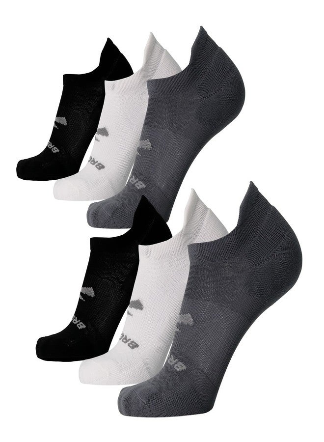Brooks Run-In No Show Socks I Comfort Fit, Unisex, Performance Running Socks (6-Pack Set) - Asphalt/White/Black - S - Image 1
