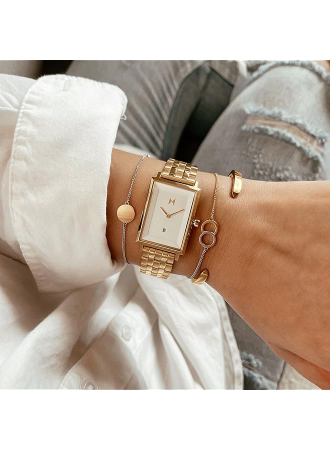 ام في ام تي سوار نسائي من الفولاذ المقاوم للصدأ بلونين، مزود بحلقة مقفلة، فضي/ذهبي أصفر، مقاس واحد 28200147 - Image 4