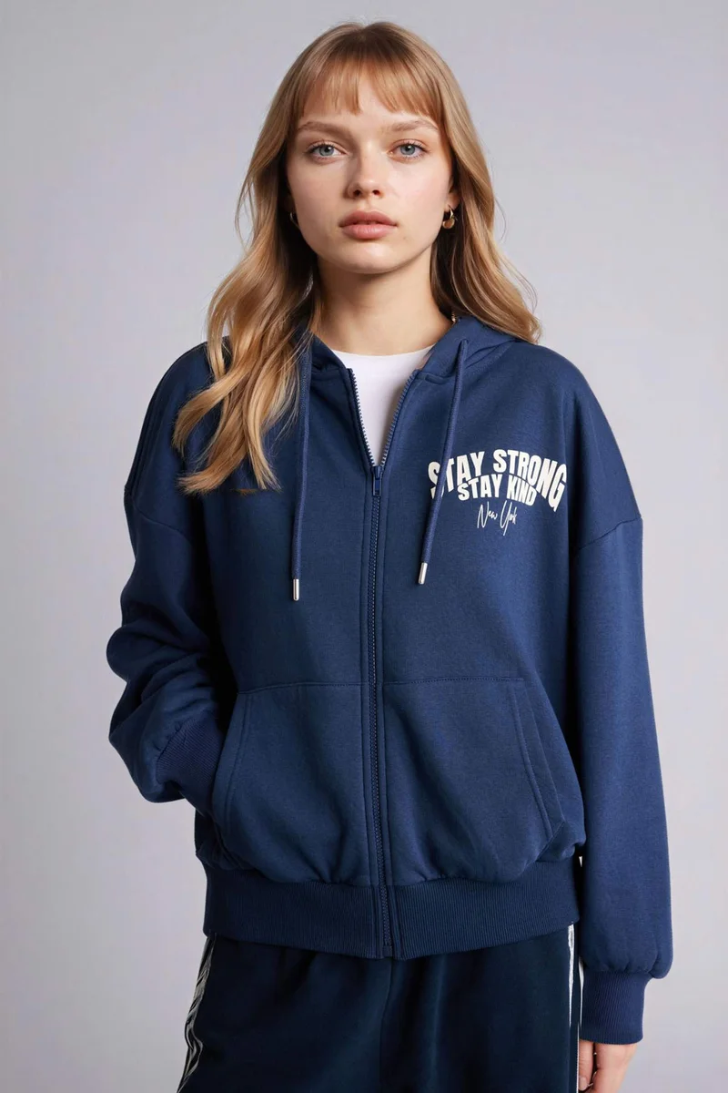 ديفاكتو Oversize Fit Printed Thick Fabric Cardigan