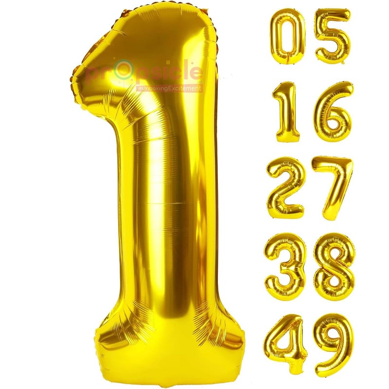 Propsicle 32 inch Birthday Foil 1 Number Helium Balloon Party Decoration Golden Pack of 1  1 Year No Balloons BirthdayAnniversary  One Number - Image 1