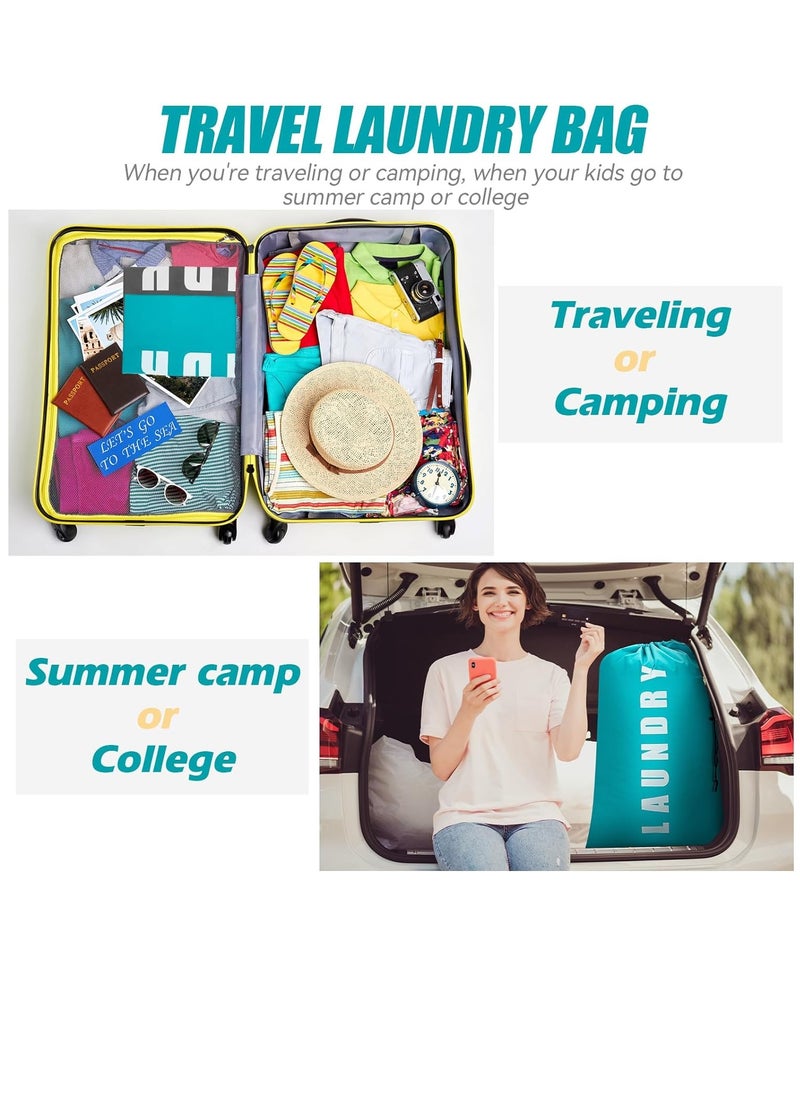 SYOSI Laundry Bag, Laundry Bags for Dorm, Travel Laundry Bags for Dirty Clothes,Large Laundry Bags for Traveling,Laundry Bags for Camp, 24" x 36" Cyan + Gray  - Image 4