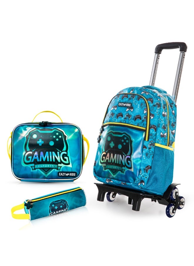 Eazy Kids Eazy Kids 16" Set of 4 Backpack w/ Trolley, Lunch Bag and Pencil Case - Gaming  - Image 1
