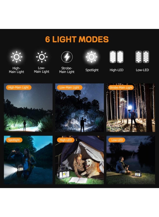 Relex Solar Handheld Flashlight, 6 Modes Rechargeable Multifunction Lights, Super Bright LED Searchlight with USB Cable, Lightweight Waterproof Portable Spotlight for Outdoor Camping Emergencies - Image 3