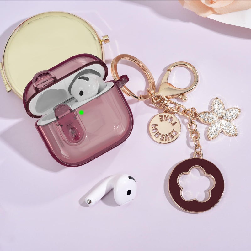 VISOOM (with Safety Lock) Clear Case Compatible with Cute Apple Airpods 4 Cases 2024 Women, VISOOM Soft TPU Transparency Air pods 4 Gen Case iPods 4 Earbuds Case Girl Bling Keychain for Airpod iPod 4th Gen - Image 2
