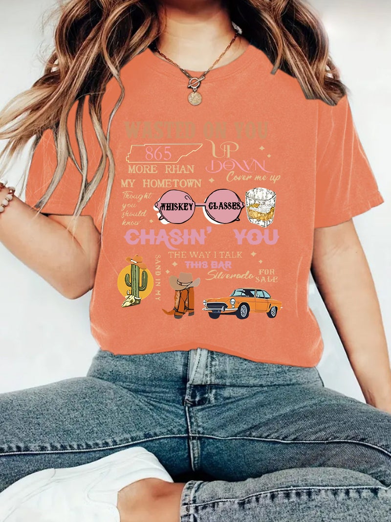 Independent Station Temperament T-Shirt Women'S Wastedd On You Printed Short Sleeve - Image 1