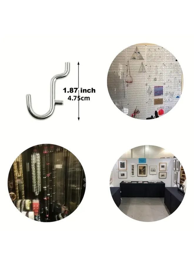 60 قطعة من خطافات J الرمادية الفضية ذات فتحات، منظف تخزين حائطي للأدوات والمجوهرات - Image 4