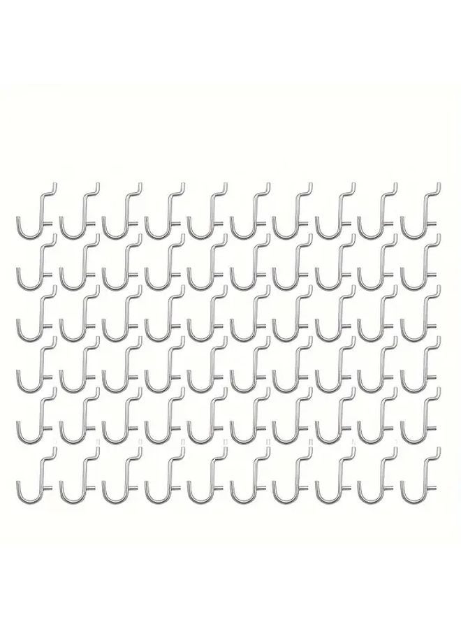 60 قطعة من خطافات J الرمادية الفضية ذات فتحات، منظف تخزين حائطي للأدوات والمجوهرات - Image 1