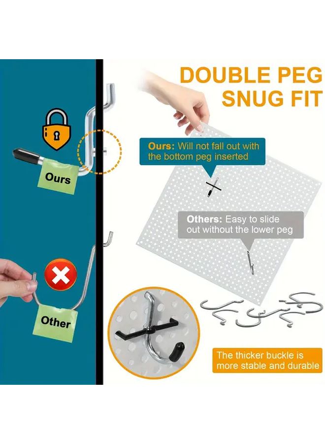 60 قطعة من خطافات J الرمادية الفضية ذات فتحات، منظف تخزين حائطي للأدوات والمجوهرات - Image 5