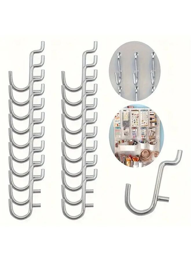 60 قطعة من خطافات J الرمادية الفضية ذات فتحات، منظف تخزين حائطي للأدوات والمجوهرات - Image 2