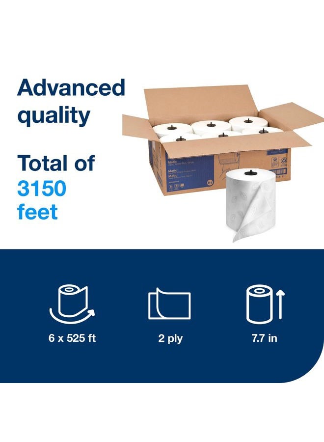 Tork 290092A Advanced Matic Paper Hand Towel Roll, 2-Ply, 7.7" Width x 525' Length, White, (Case of 6 Rolls, 525 Feet per Roll, 3,150 Feet) - Image 2