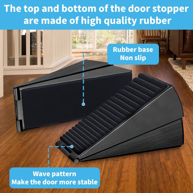 2 Pcs Heavy Duty Spring Loaded Door Stops 3 Inch High Wedge Stainless Steel With Black Rubber Tips And Easy Grip Handle Secure And Durable For Heavy Doors Gates Home Office Dorm - Image 4