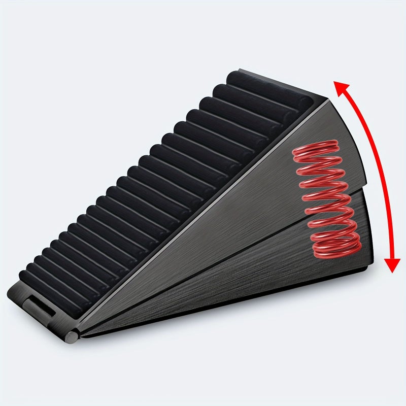 2 Pcs Heavy Duty Spring Loaded Door Stops 3 Inch High Wedge Stainless Steel With Black Rubber Tips And Easy Grip Handle Secure And Durable For Heavy Doors Gates Home Office Dorm - Image 3