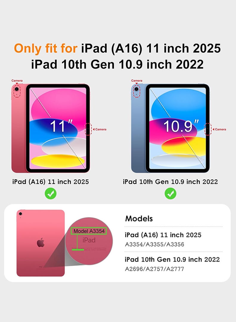 Theodor Hybrid Slim Case for iPad (A16) 11th Gen 11 Inch 2025/10th Gen 10.9 Inch 2022 Case with Pencil Holder, Shockproof Trifold Stand Protective Cover with Soft TPU Clear Back for iPad 11/ 10 Case, Auto Sleep/Wake Lavender - Image 2