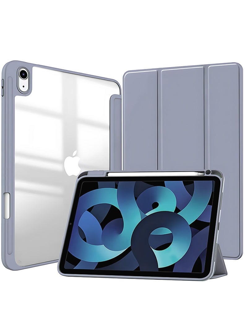 ثيودور جراب خلفي شفاف رفيع لجهاز iPad A16 الجيل الحادي عشر (2025) مقاس 11 بوصة والجيل العاشر (2022) مقاس 10.9 بوصة - غطاء حماية هجين مقاوم للصدمات مع حامل قلم، خاصية التشغيل/الإيقاف التلقائي، وحامل ثلاثي الطيات - لون لافندر - Image 1