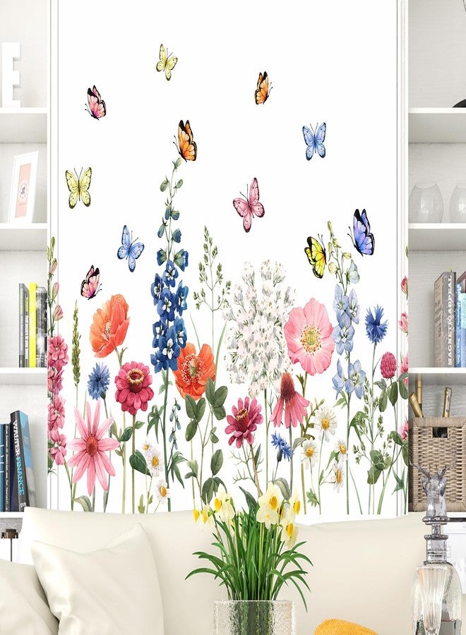 Buiory Wildflower Wall Stickers Garden Flower Grass Wall Decals for Bedroom Living Room Home Office Wall Decor - Image 4