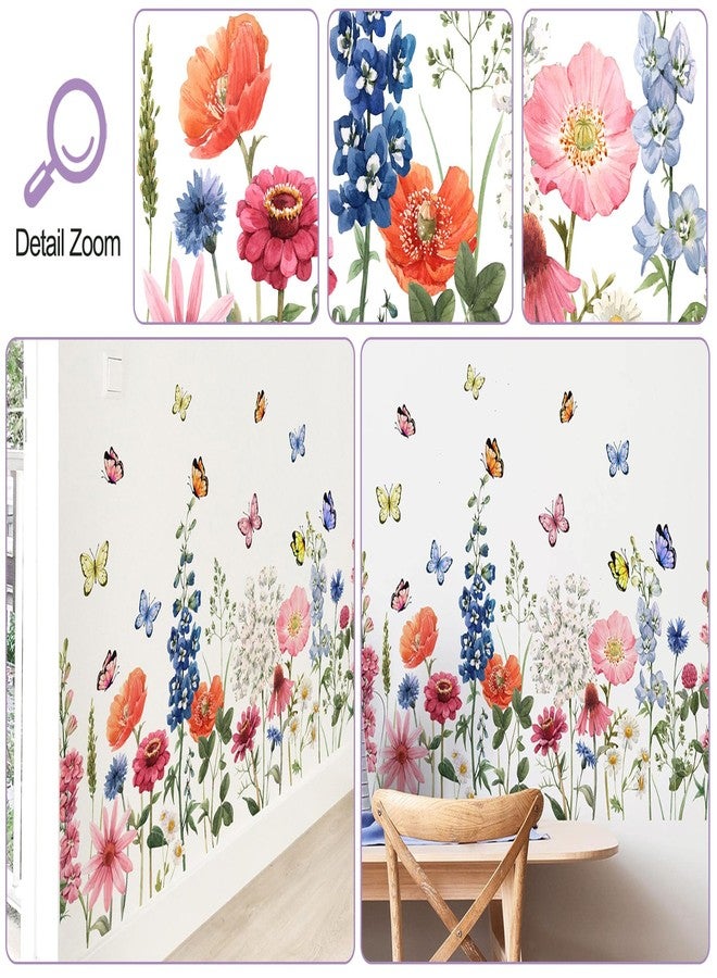 Buiory Wildflower Wall Stickers Garden Flower Grass Wall Decals for Bedroom Living Room Home Office Wall Decor - Image 3