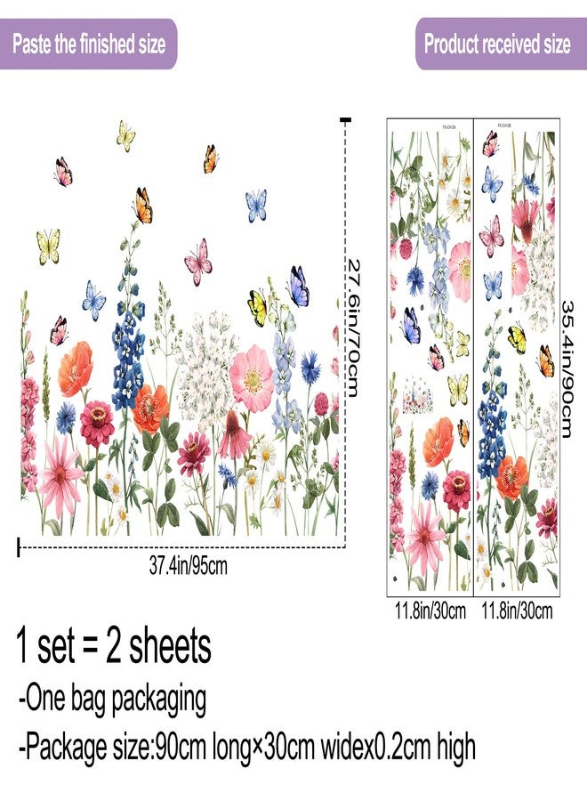 Buiory Wildflower Wall Stickers Garden Flower Grass Wall Decals for Bedroom Living Room Home Office Wall Decor - Image 2