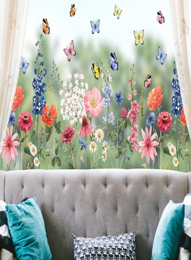 Buiory Wildflower Wall Stickers Garden Flower Grass Wall Decals for Bedroom Living Room Home Office Wall Decor - Image 5