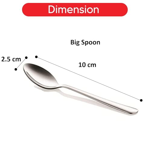 Adaamya® - 10 cm Long (Small) - Stainless Steel Set of 06 Pcs Masala Tea Coffee Sugar Salt Spoon for Home/Kitchen Rust Proof High Durable Stylish Dishwasher Safe (Big 10 Cm - 4") - Image 2