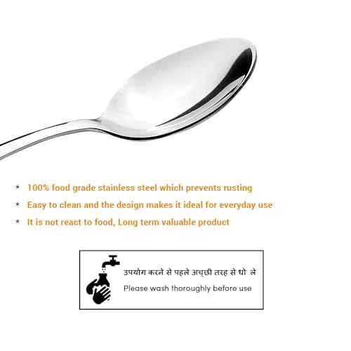 Adaamya® - 10 cm Long (Small) - Stainless Steel Set of 06 Pcs Masala Tea Coffee Sugar Salt Spoon for Home/Kitchen Rust Proof High Durable Stylish Dishwasher Safe (Big 10 Cm - 4") - Image 3