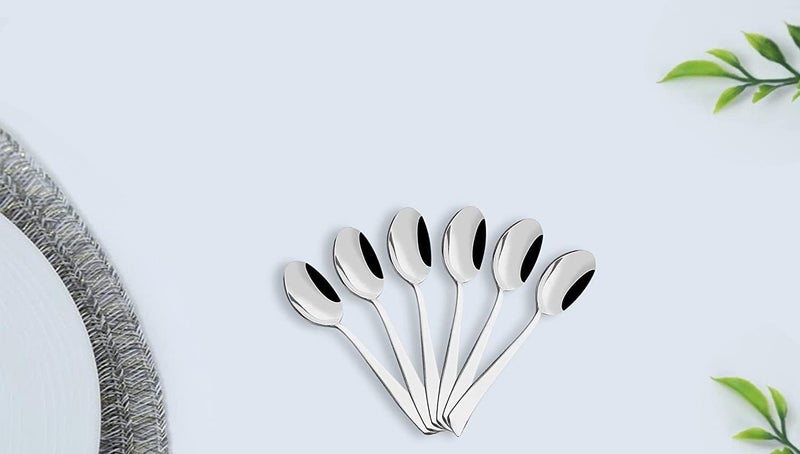 Adaamya® - 10 cm Long (Small) - Stainless Steel Set of 06 Pcs Masala Tea Coffee Sugar Salt Spoon for Home/Kitchen Rust Proof High Durable Stylish Dishwasher Safe (Big 10 Cm - 4") - Image 4