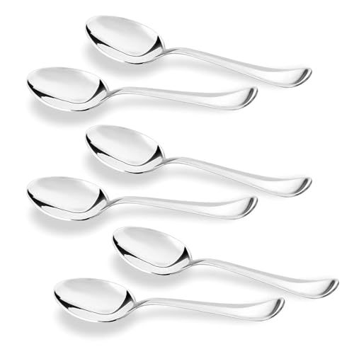 Adaamya® - 10 cm Long (Small) - Stainless Steel Set of 06 Pcs Masala Tea Coffee Sugar Salt Spoon for Home/Kitchen Rust Proof High Durable Stylish Dishwasher Safe (Big 10 Cm - 4") - Image 1