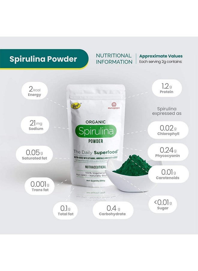 Parry's Wellness Organic Spirulina Powder - Most Bio-Available Protein And Nutri-Dense Superfood | Immunity & Health Supplement | Metabolism Booster 100% Vegan | Made In India - 200 Gram  - Image 3