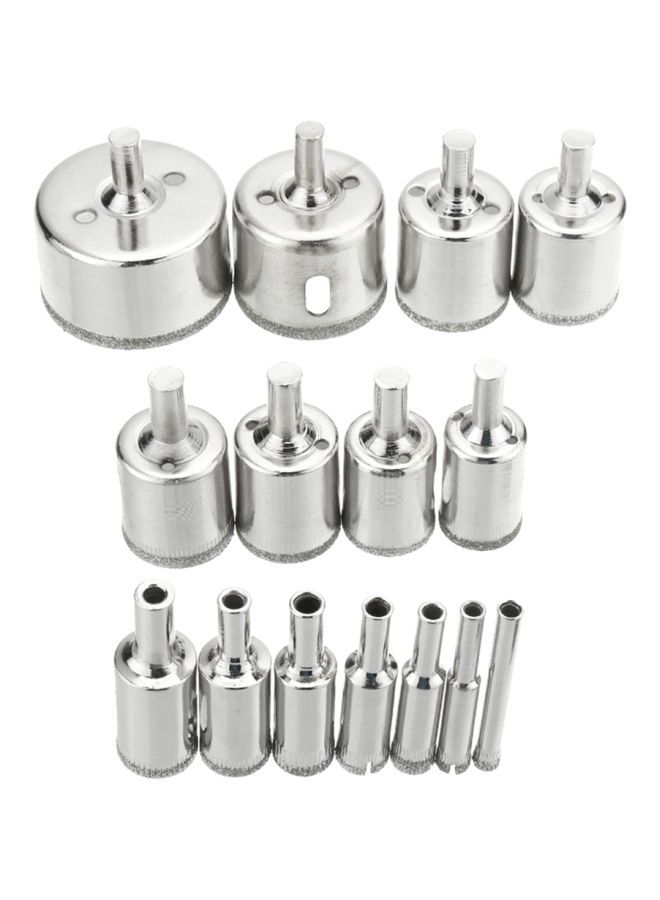 NIBEMINENT 15-Piece Diamond Hole Saw Drill Bit Set Sliver (6, 8, 10, 12, 14, 16, 18, 20, 22, 25, 26, 28, 30, 40, 50)mm  - Image 1
