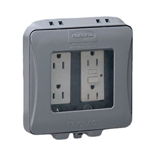 Hubbell TayMac ML2500G Two-Gang Weatherproof Expandable Extra Duty In-Use Cover Gray Finish - Image 1