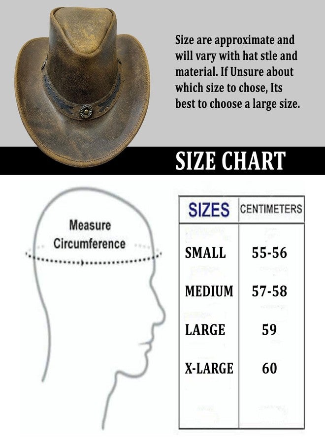 SHAMROCK Leather Cowboy Hat for Men Women Lightweight Handcrafted Western Shapeable Wide Brim | Western Hats for Men (US, Alpha, X-Large, Tan Brown) - Image 5